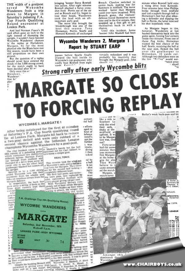 Wycombe v Margate press cuttings