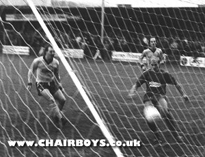 Jason Seacole completes his hat-trick against Worthing on Saturday 1st November 1986
