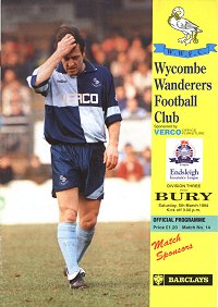 Wycombe v Bury programme 5th March 1994