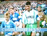 Jason Cousins leads the players out at Brunton Park - 14 August 1993