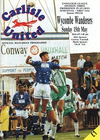 Carlisle United v Wycombe programme - 15th May 1994