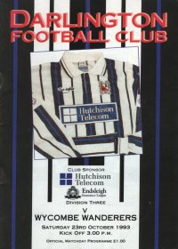 Darlington v Wycombe programme - 23rd October 1993