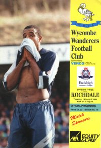 Wycombe v Rochdale programme 19th April 1994