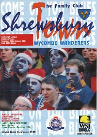 Shrewsbury v Wycombe programme - 29th January 1994