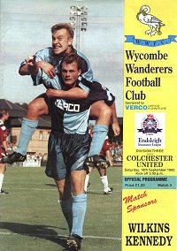 Wycombe v Colchester United programme - 18th September 1993