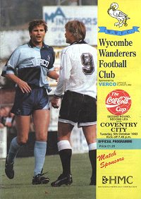 Wycombe  v Coventry City programme - 5th October 1993