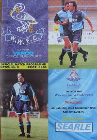 Wycombe v Werxham programme cover showing Garry Patterson and Simon Garner