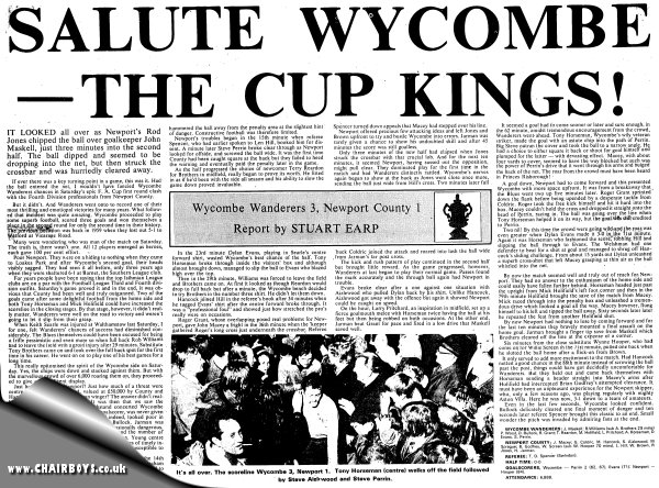 Wycombe v Newport - Bucks Free Press report - 24 November 1973