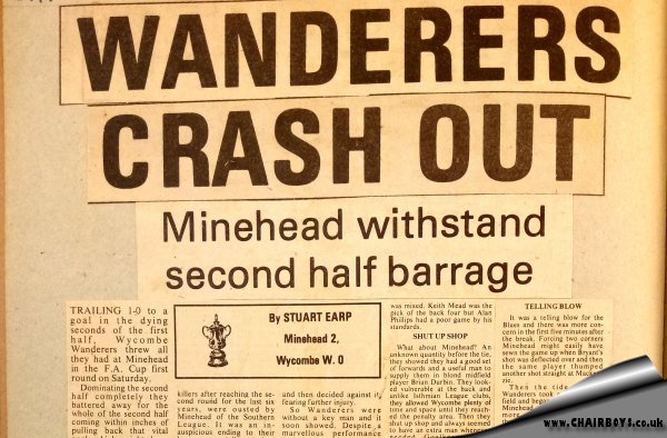 Minehead v Wycombe - Scrapbook page from Bucks Free Press