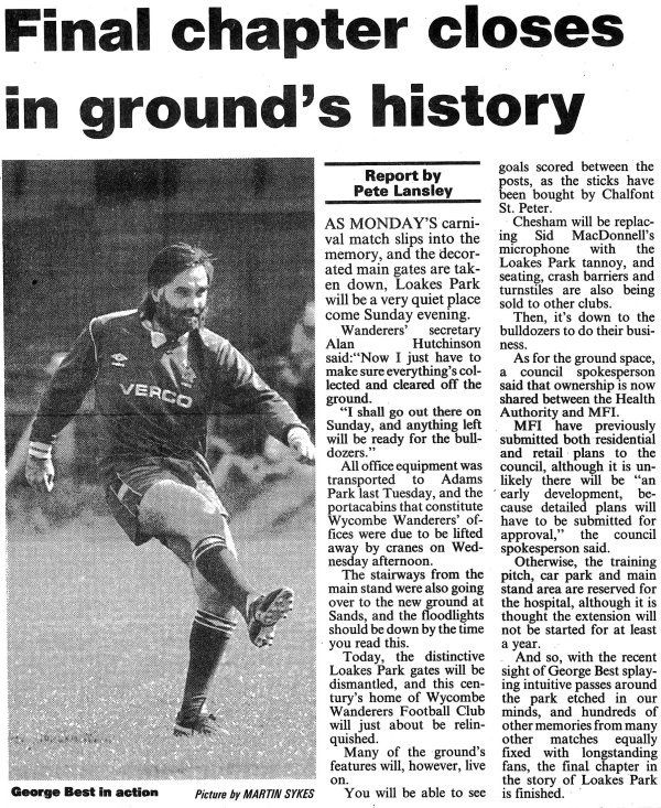 Final game at Loakes Park 7th May 1990 - Bucks Free Press