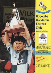 Wycombe v Chester programme - 21st August 1993