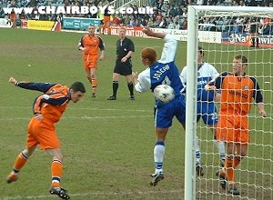 Stuart Roberts was left wondering how on earth this header didn't reach the back the net