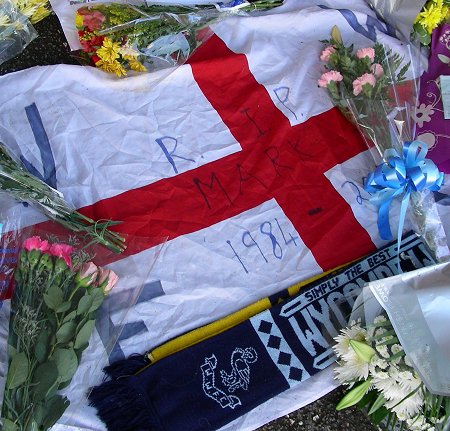 Tributes left at Adams Park for Mark