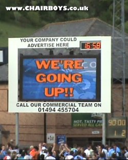 The Big Screen at Adams Park comfirms Wanderers promotion to League One