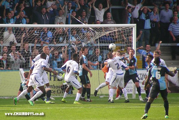 Stoppage time goal mouth scramble versus Bury