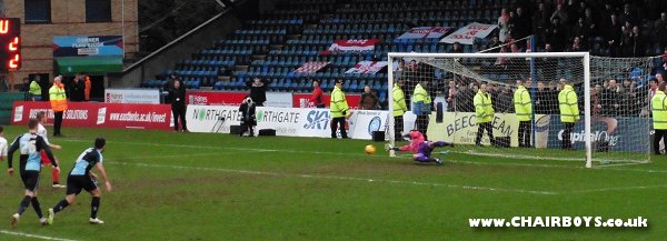 Matt Ingram saves a stoppage time penalty against Stevenage - Picture: Paul Lewis