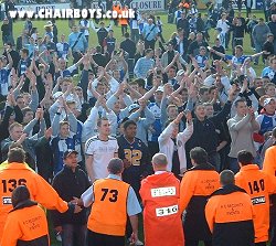 Rovers fans show their appreciation to the travelling support from Wycombe