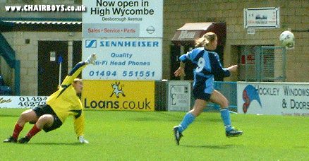 Su Oakley about to knock the ball in to give Wanderers a 2-0 lead