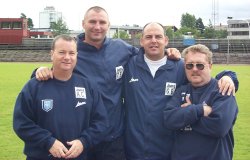 The Youth Team staff at the Jet 2000 tournament - Cole, Evans, Goodchild and Trimby - pic Allan Aasterud
