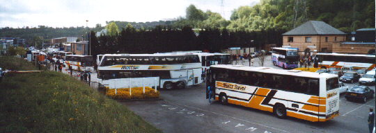 Adams Park Saturday morning 8th May 1999 - Just look at all those coaches, a bus spotters dream!
