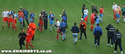 Wycombe and Liverpool players exchange shirts at the end of the game - picture Paul Lewis