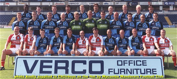 Wycombe Wanderers Team Photo taken July 2000
 Photo kindly supplied to Chairboys on the Net
 by Wycombe Wanderers Football Club
